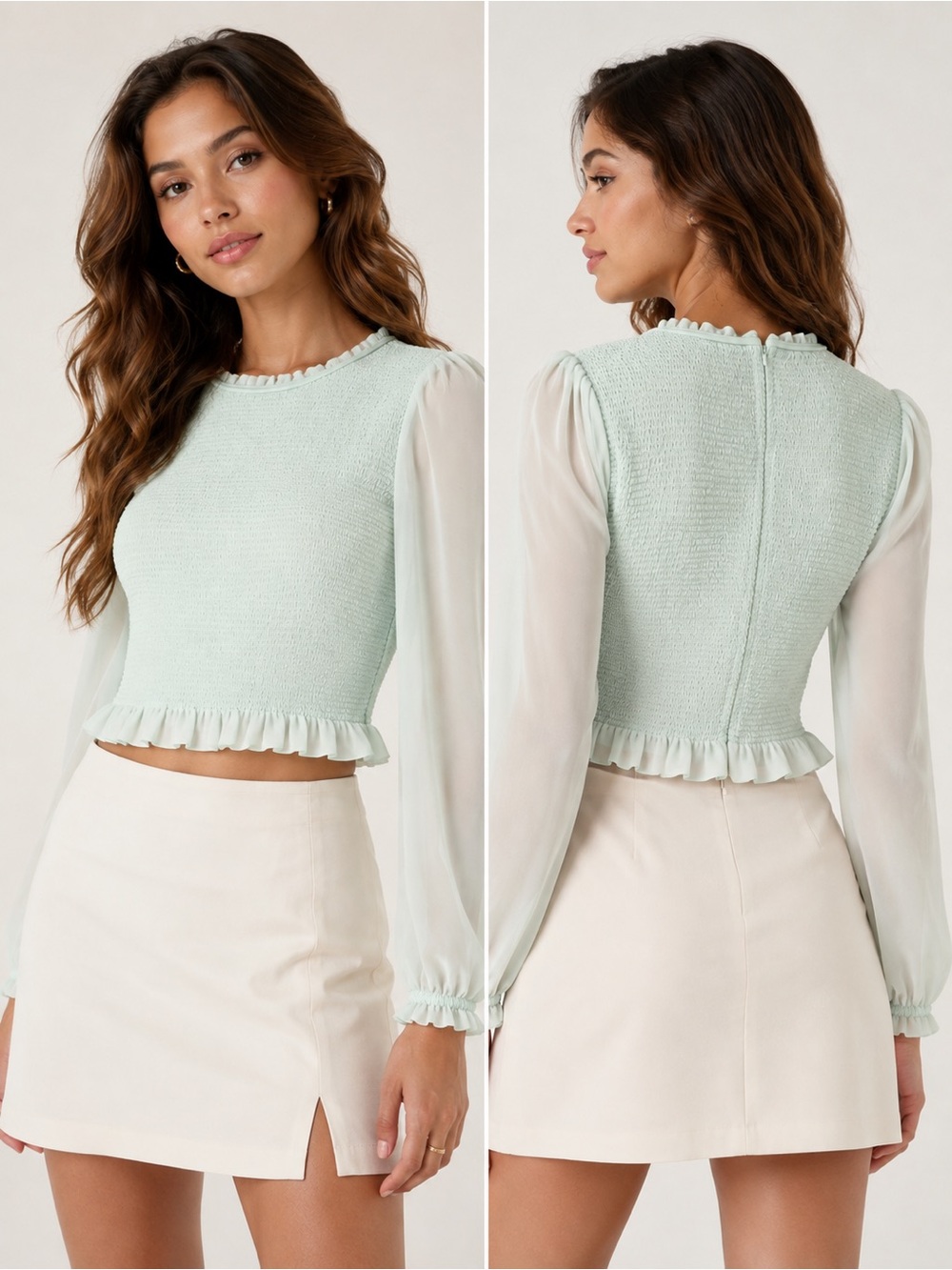 🌸 WILFRED (ARITZIA) Mint Green Smock Tempest Blouse. Size LARGE. Great cond!